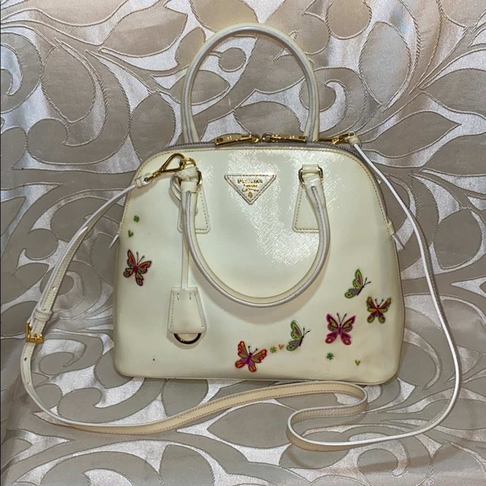 Authentic Prada Saffiano Vanilla Satchel Shoulder
